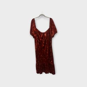 Red Floral velvet Dress